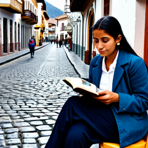 Home 7 **
"A cozy scene in Cuenca, Ecuador. A fully clothed woman in modest attire is sitting at a cafe, sipping coffee and reading a book. Cobblestone streets and colonial architecture in the background. Professional photography, perfect anatomy, correct proportions, safe for work, appropriate content, fully clothed, family-friendly. "
**