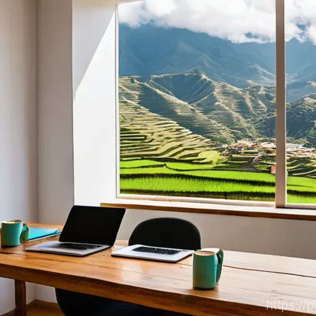 에콰도르에서 코워킹 스페이스 찾기 - **"A vibrant and welcoming coworking space in a modern, brightly lit building in Ecuador. Digital no...