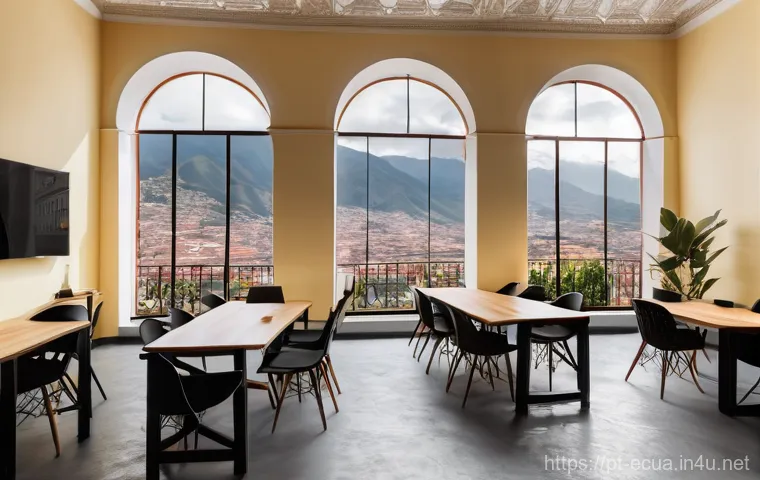 에콰도르에서 코워킹 스페이스 찾기 - **"A vibrant and welcoming coworking space in a modern, brightly lit building in Ecuador. Digital no...