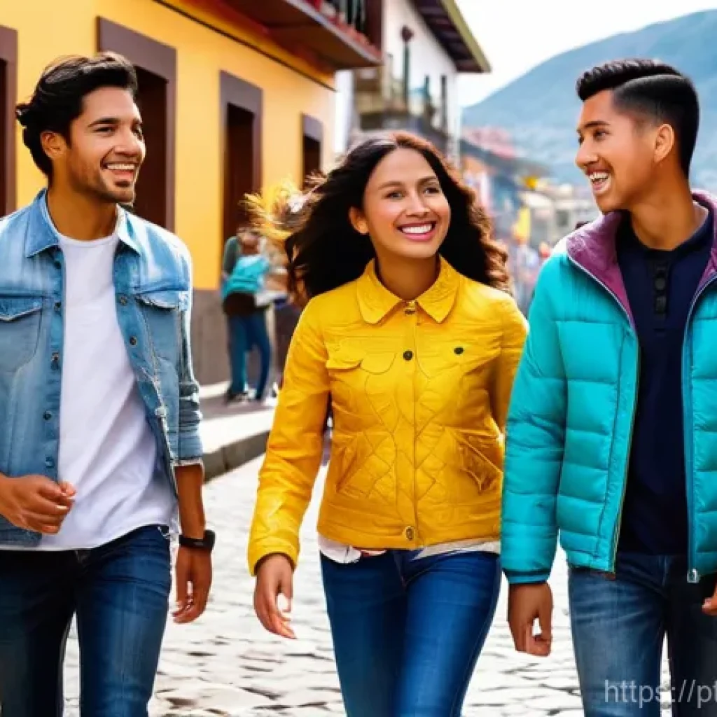 에콰도르 경찰과 신고 방법 - **Vibrant Ecuadorian City Exploration:** A diverse group of young adults, dressed in casual, modest ...