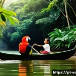 에콰도르 자연경관 베스트 10 - **Prompt: "A vibrant and untouched scene from the Ecuadorian Amazon rainforest. A traditional wooden...